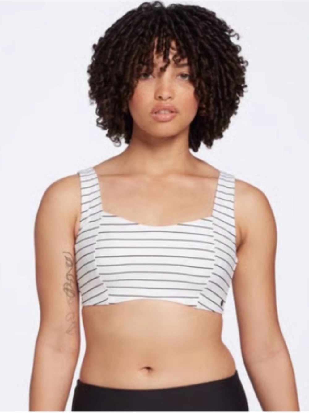 Striped Square-Neck Bikini in White and Black from Calia